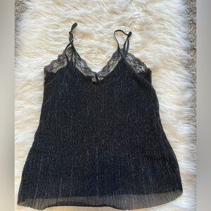 Black glitter Lace Trimmed Cami